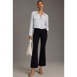 Maeve Pull on Pleated Kick Flare Pants Black Small Business Casual Office